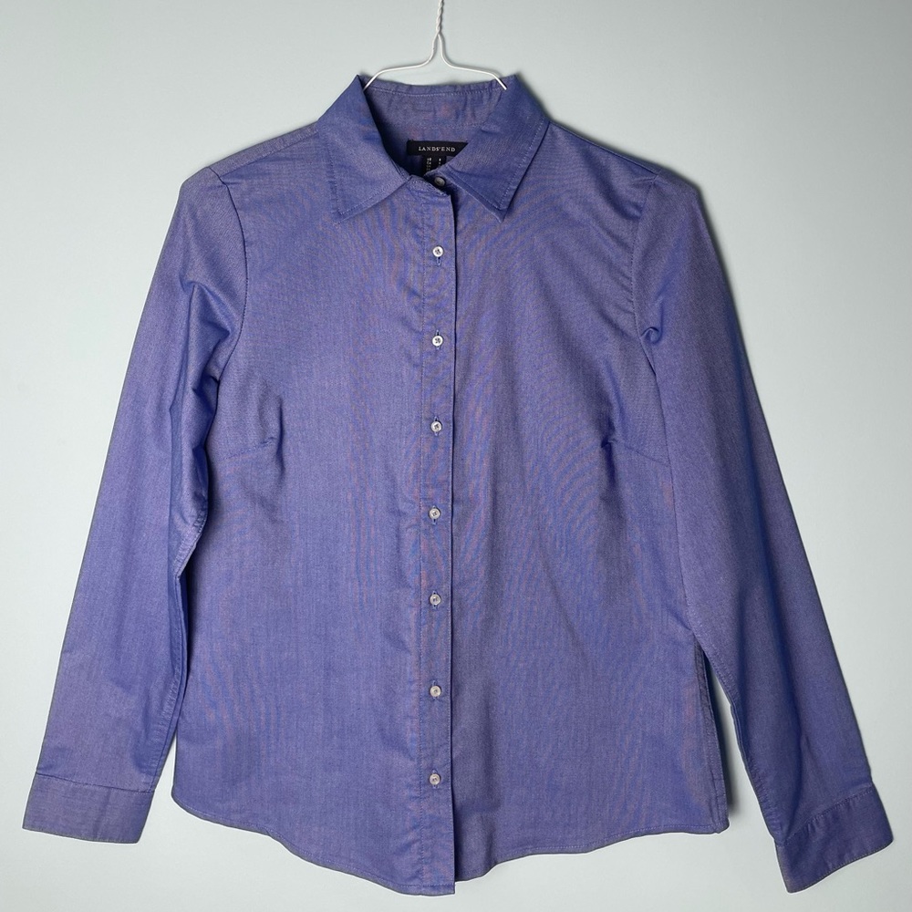 Women’s Lands’ End Blue Button Down Long Sleeve Shirt